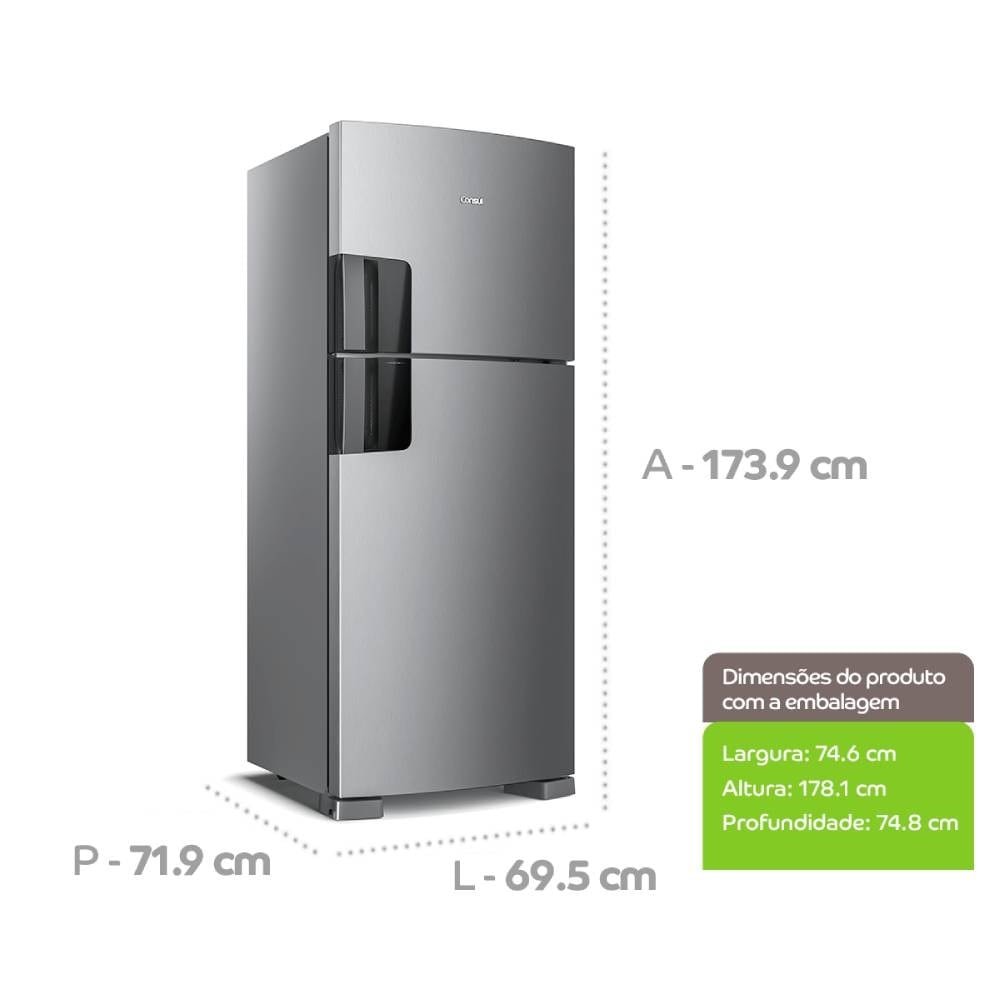 Geladeira/Refrigerador Consul 410 Litros CRM50HK, Frost Free, Controle Interno de Temperatura, Espaço Flex, Inox 220V