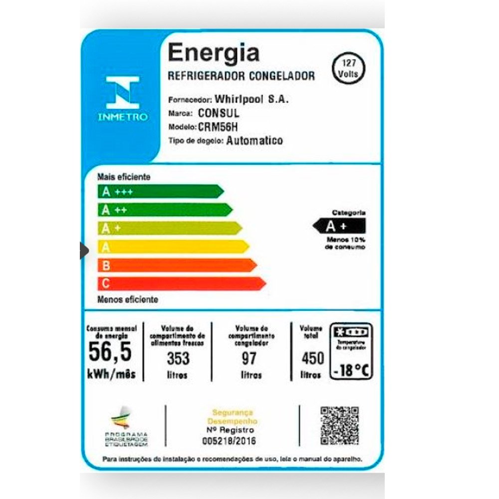 Geladeira/Refrigerador Consul 450 Litros CRM56HK | Frost Free, Painel Eletrônico Externo, Espaço Flex, Inox, 110V