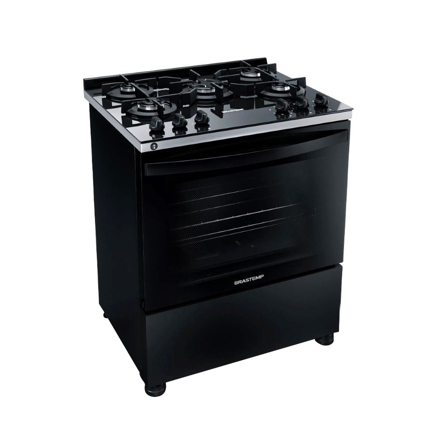 Fogão Brastemp 5 Bocas BFS5VCE - Mesa de Vidro, Turbo Chama, Preto, Bivolt