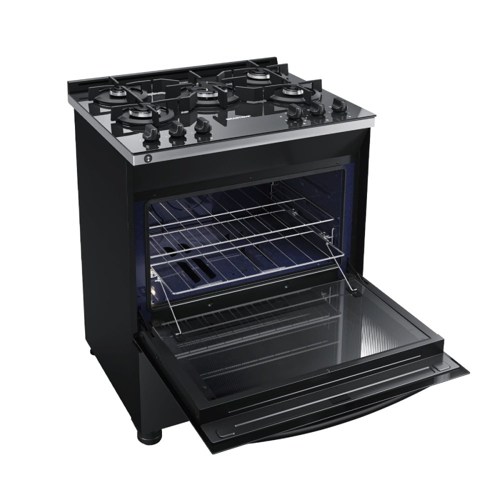 Fogão Brastemp 5 Bocas  BFS5VCE - Mesa de Vidro, Turbo Chama, Preto, Bivolt