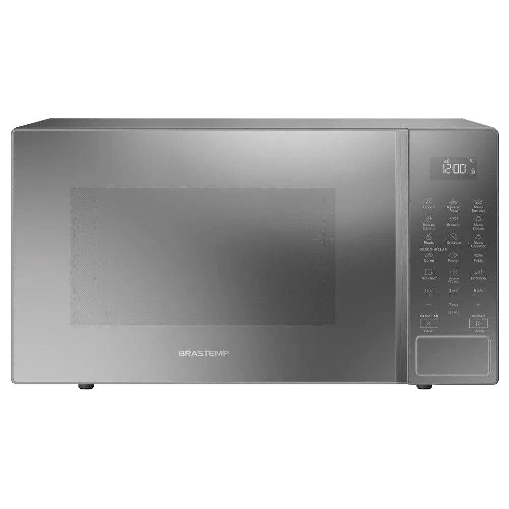 Micro-ondas Brastemp 32 Litros BMS46AR - Espelhado com Menu Gourmet, Inox, 110V