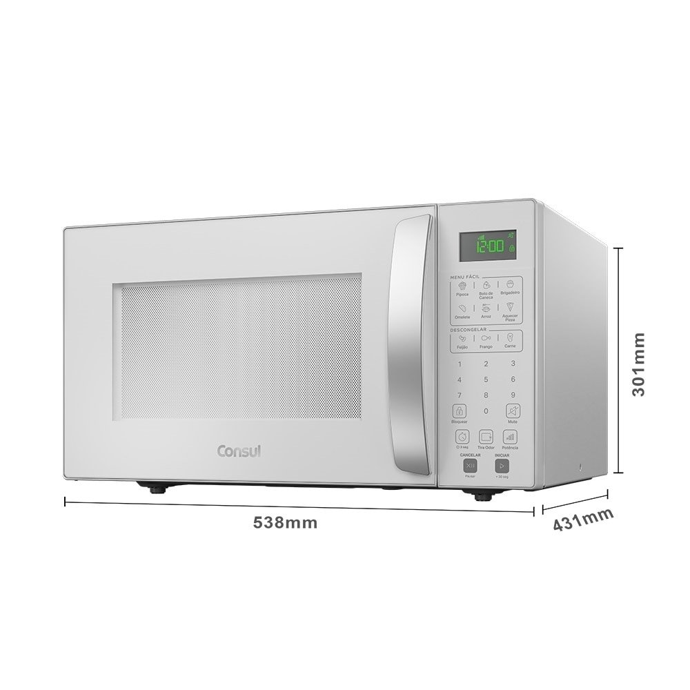 Micro-Ondas Consul 32 Litros CMS46AB - Painel Digital, Trava Segurança, Branco, 110V