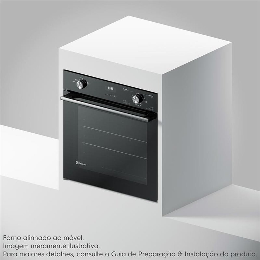 Forno a Gás de Embutir Electrolux 80 Litros OE8GH Efficient com Perfect Cook 360, Timer Digital, Preto, 220V