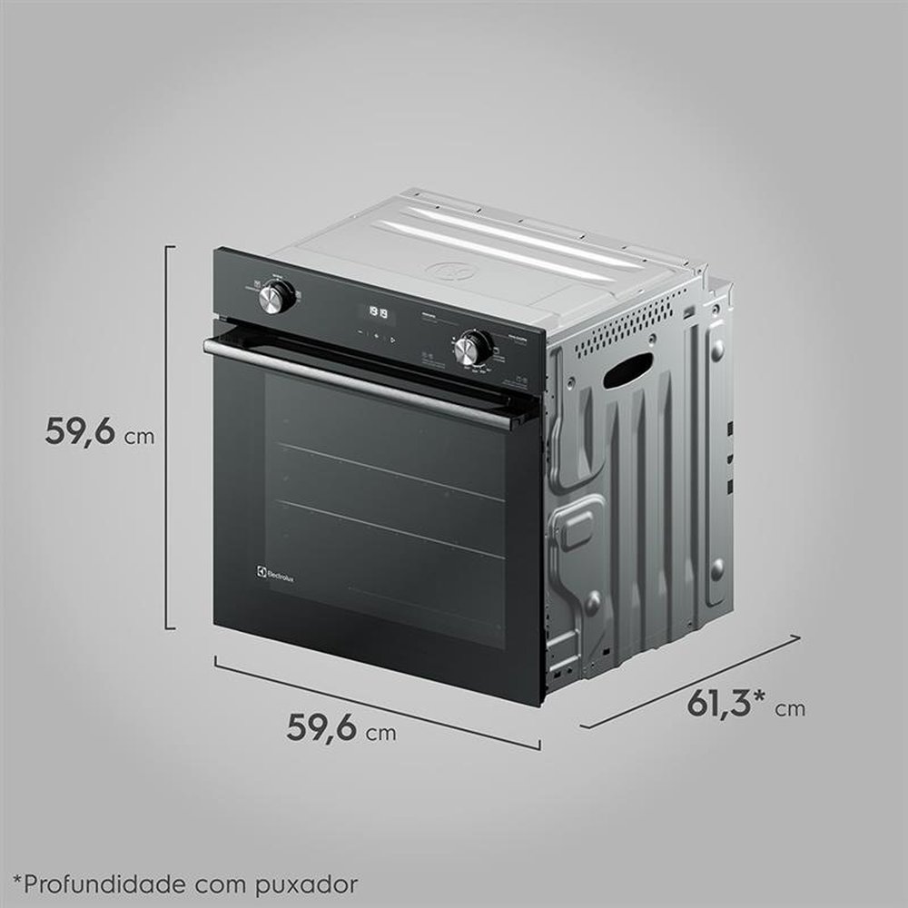 Forno a Gás de Embutir Electrolux 80 Litros OE8GH Efficient com Perfect Cook 360, Timer Digital, Preto, 220V