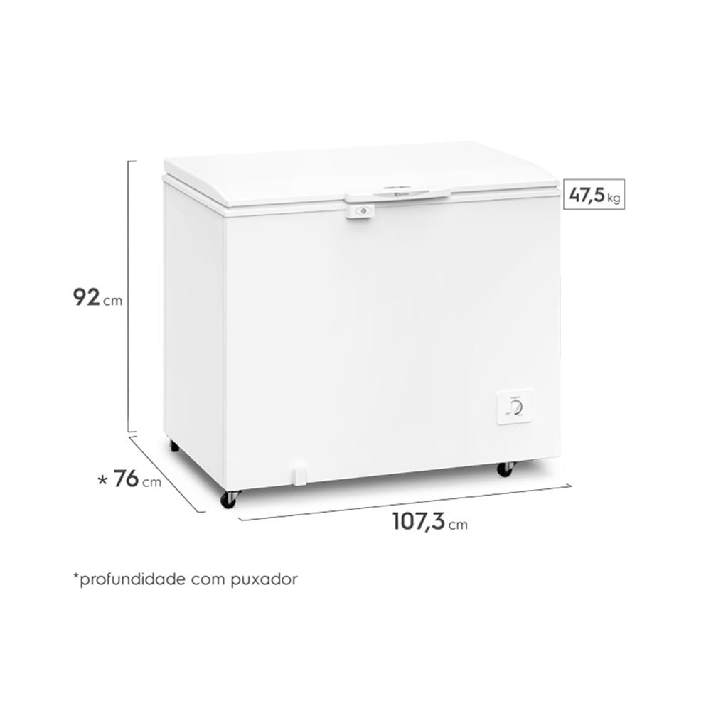 Freezer Horizontal Electrolux 314 Litros H330, com Dupla Função, Painel Frontal Intuitivo, Branco, 220V