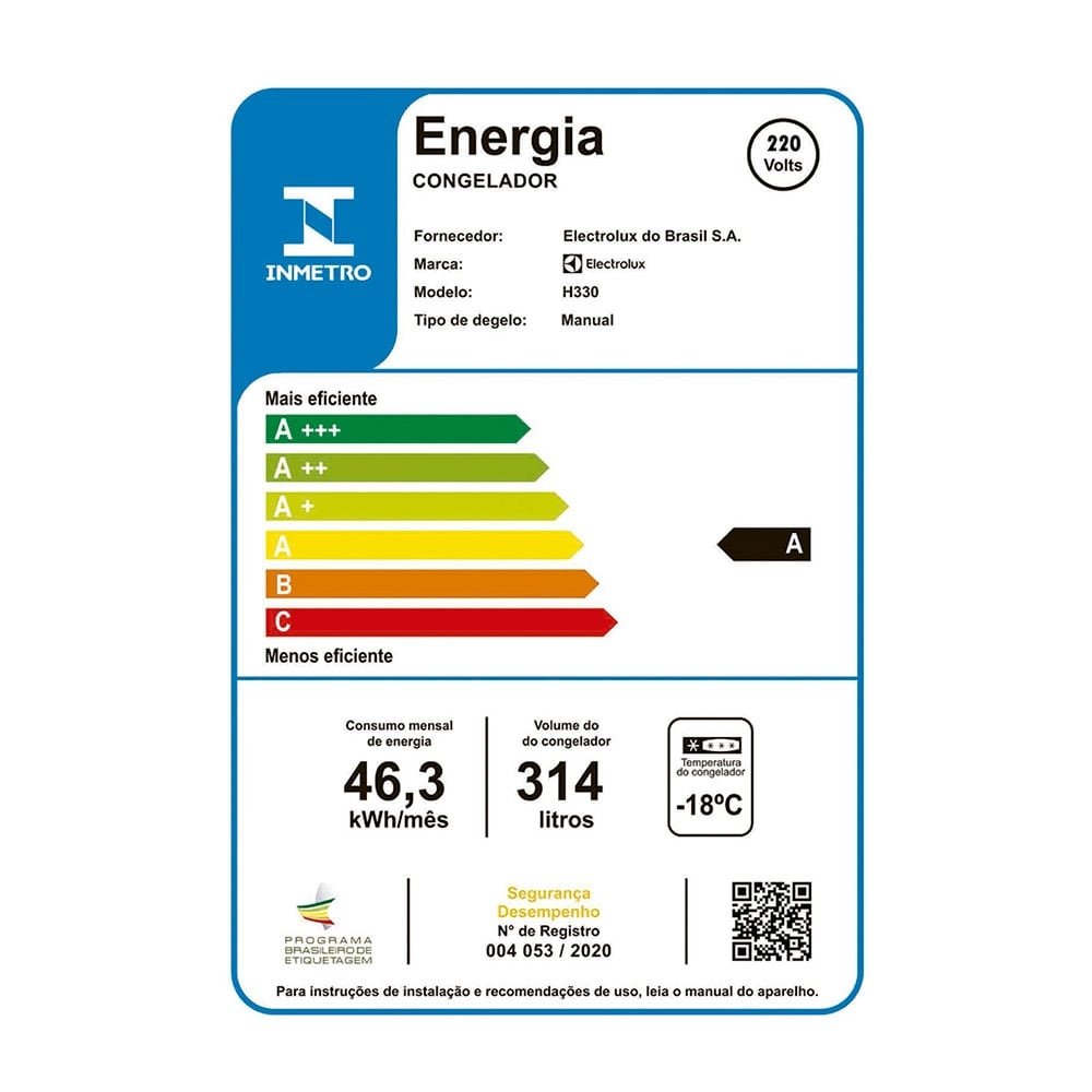 Freezer Horizontal Electrolux 314 Litros H330, com Dupla Função, Painel Frontal Intuitivo, Branco, 220V