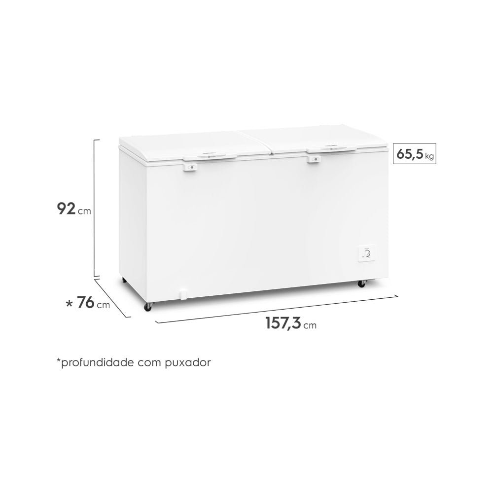 Freezer Horizontal Electrolux 513 Litros H550 com Cesto Aramado, Controle de Temperatura, Branco, 220V