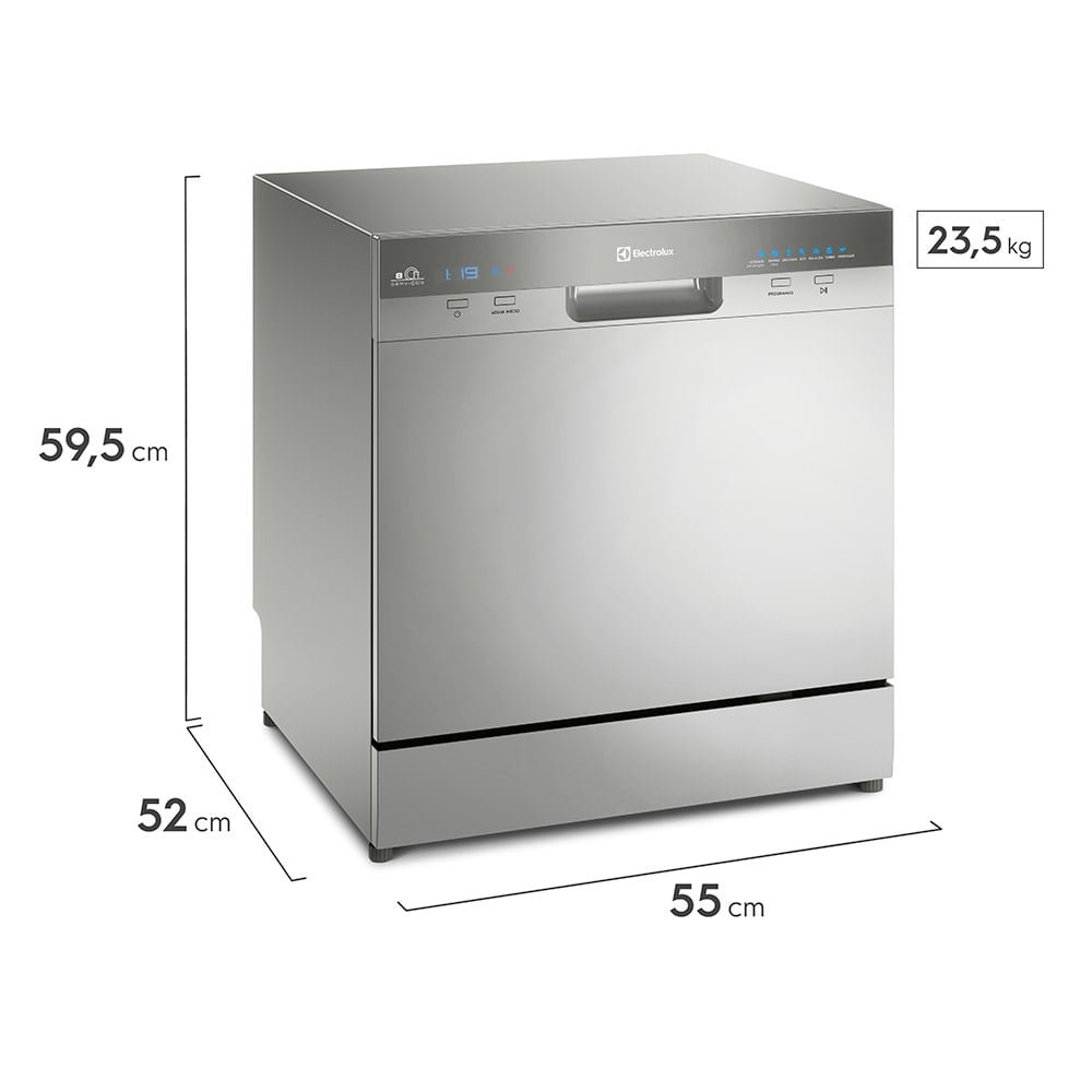 Lava-Louças 8 Serviços Electrolux LL08S, Inox, 110V
