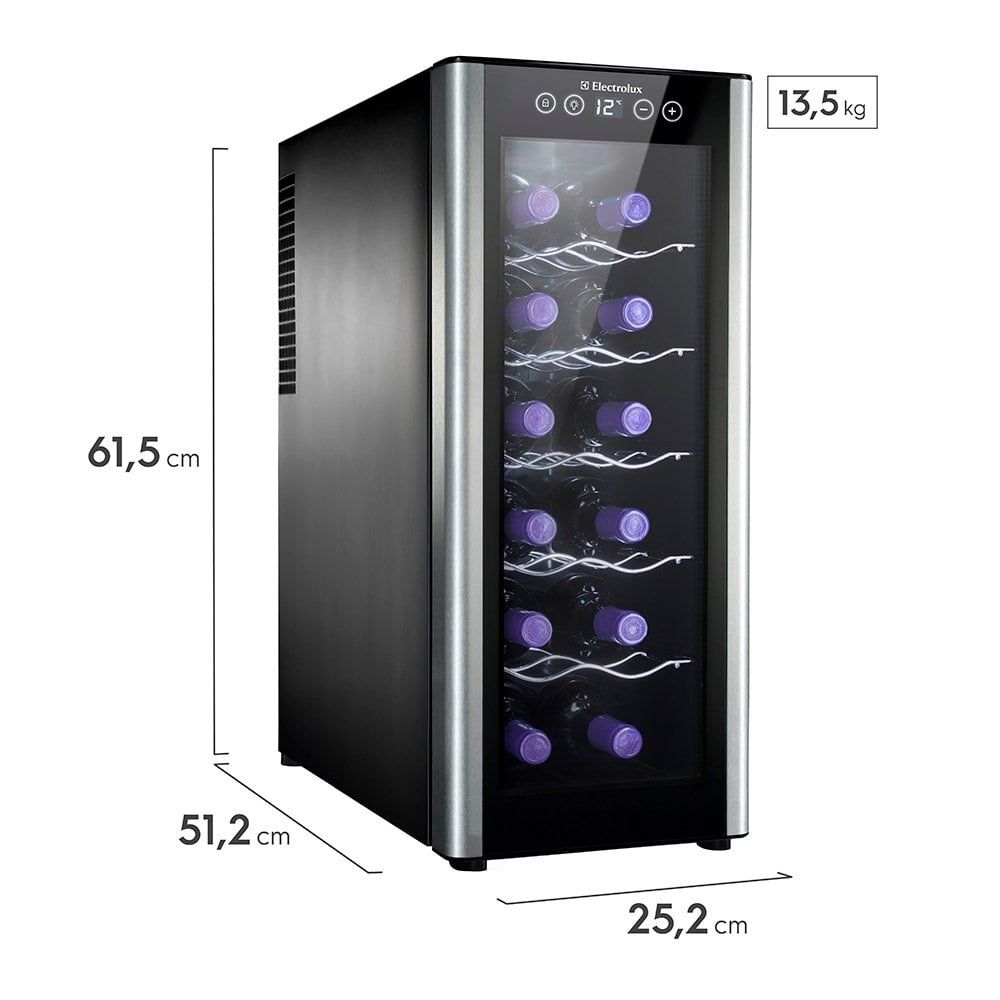 Adega 12 Garrafas Electrolux ACB12, Painel Touch Control, Preta, Bivolt