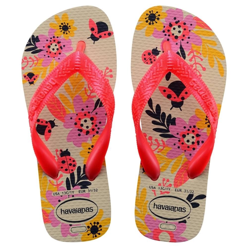 Havaianas Kids Flores Bege Palha/Rosa 25/6