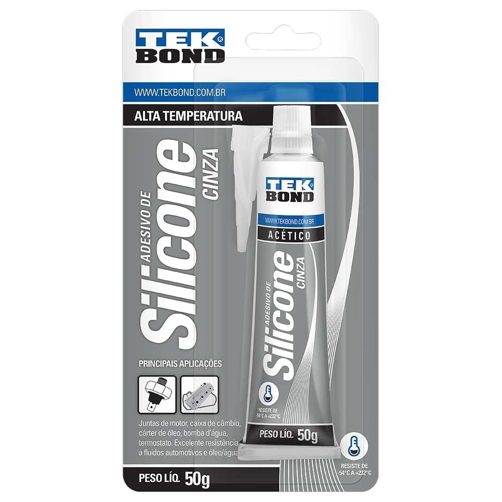 Silicone Acético Cinza Alta Temperatura Blister - Emb. c/ 12 un 50g - Tekbond
