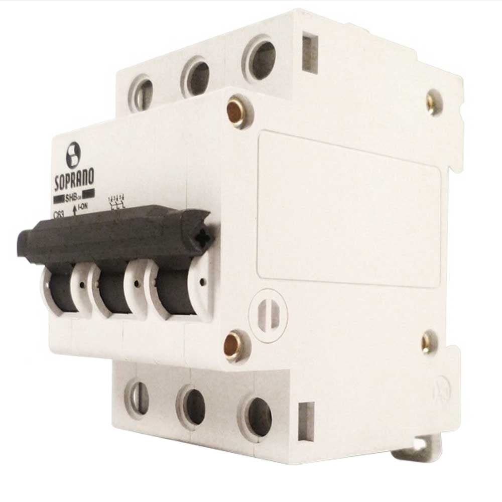 Disjuntor Soprano DIN 3P 40A SHB-GII Curva C Branco