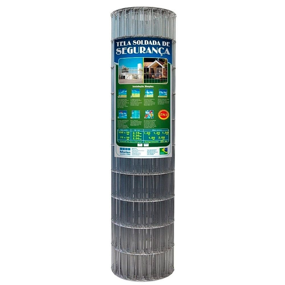 Tela Segurança Soldada Morlan ZN3 100 x 50mm Fio 1,90mm 1,50 x 25m