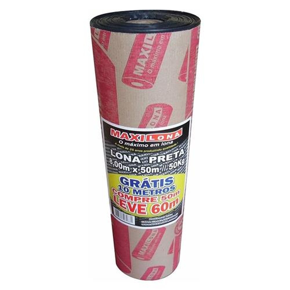 Lona Plástica Maxilona Preta 6x50m 27Kg+10m Grátis