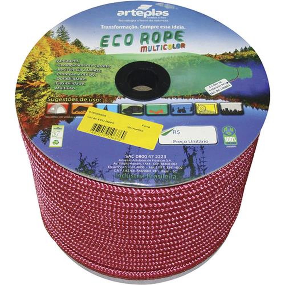 Corda Carretel Brilhante Vermelha 12mm 105m