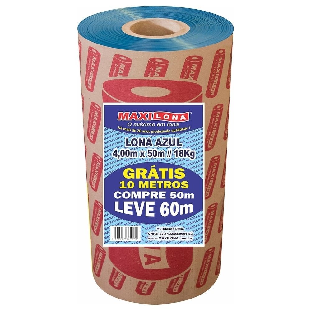 Lona Plástica Azul Maxilona Azul 4x50m 18Kg+10m Grátis