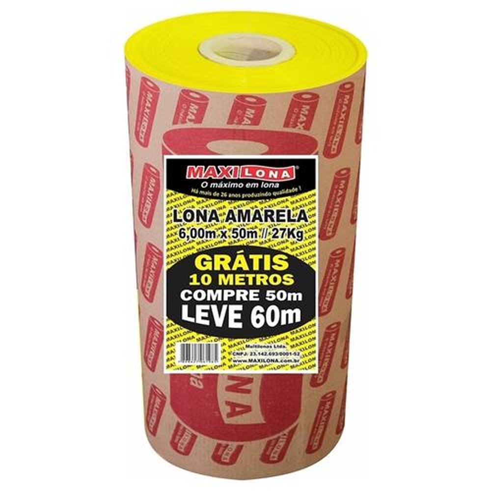 Lona Plástica Maxilona Amarela 6x50m 27Kg+10m Grátis