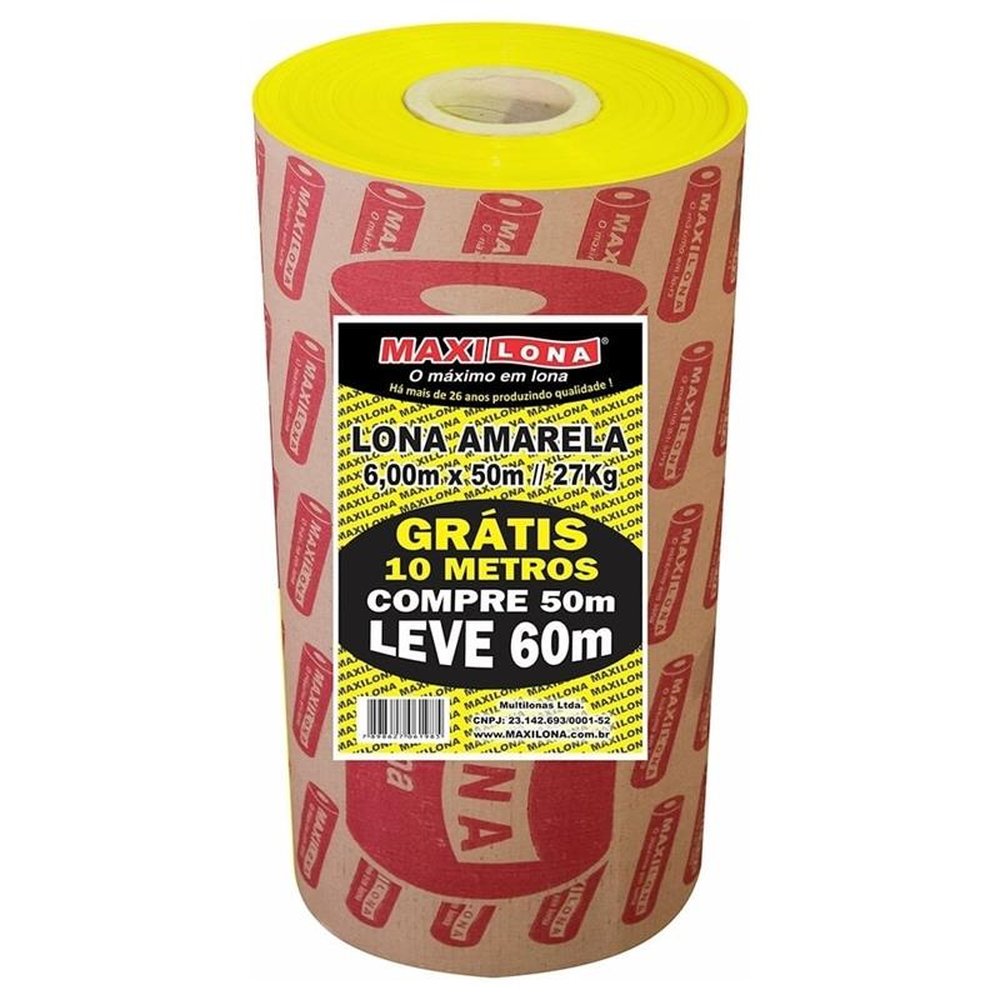 Lona Plástica Maxilona Amarela 6x50m 27Kg+10m Grátis