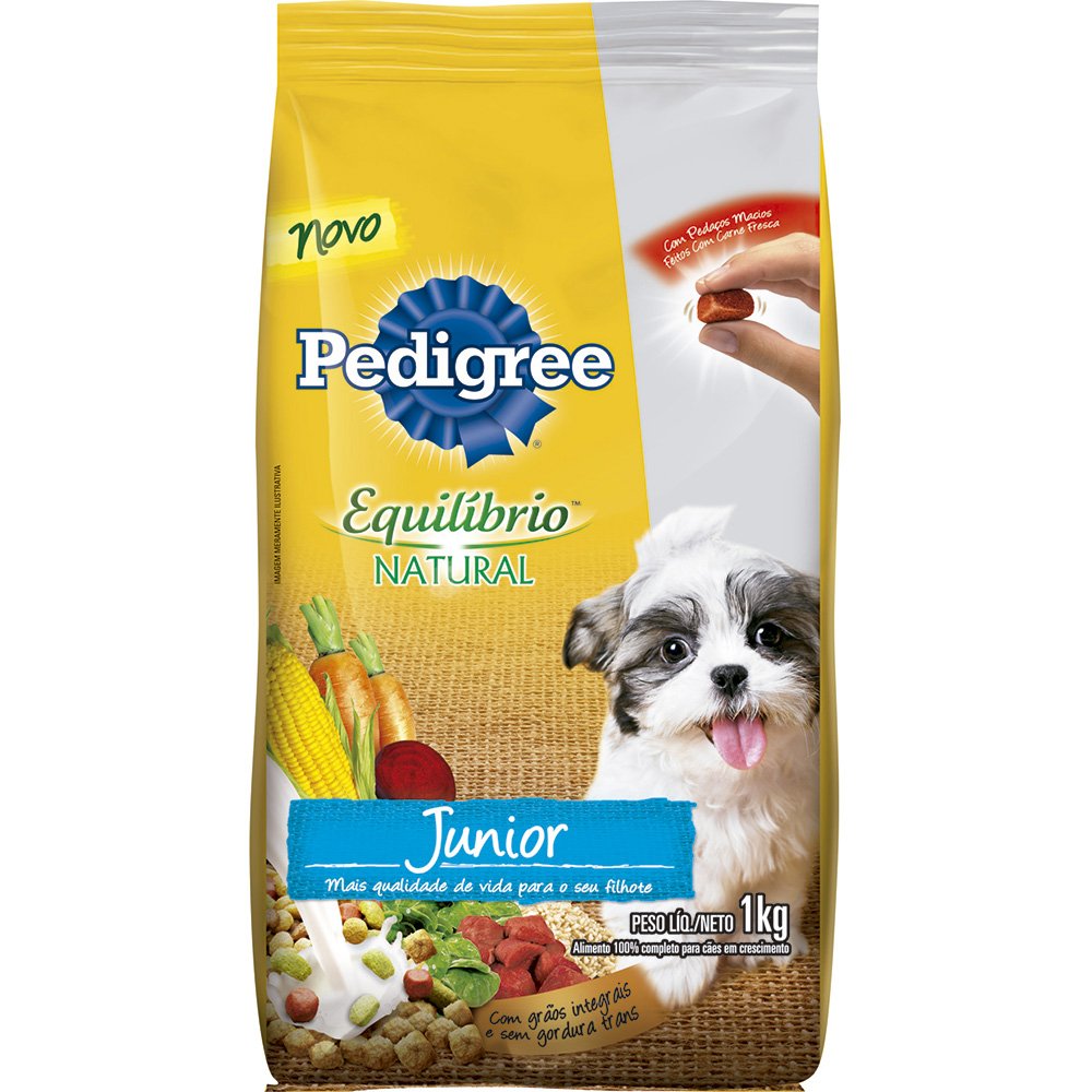 Ração para Cachorro Pedigree Premium Equilíbrio Natural Filhote 1kg Embalagem 10 unidades