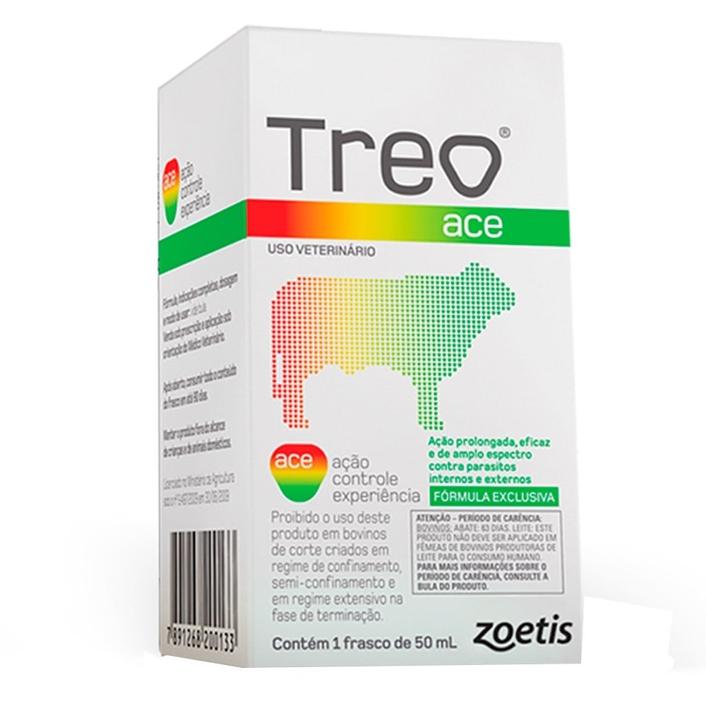Treo Ace Zoetis Doramectina 3,5% Endectocida Injetável para Bovinos 50ml