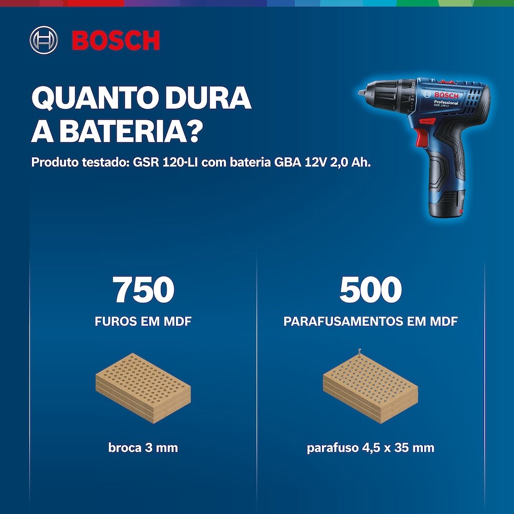 Furadeira Parafusadeira Bosch GSR120 com Bateria 12V Bivolt