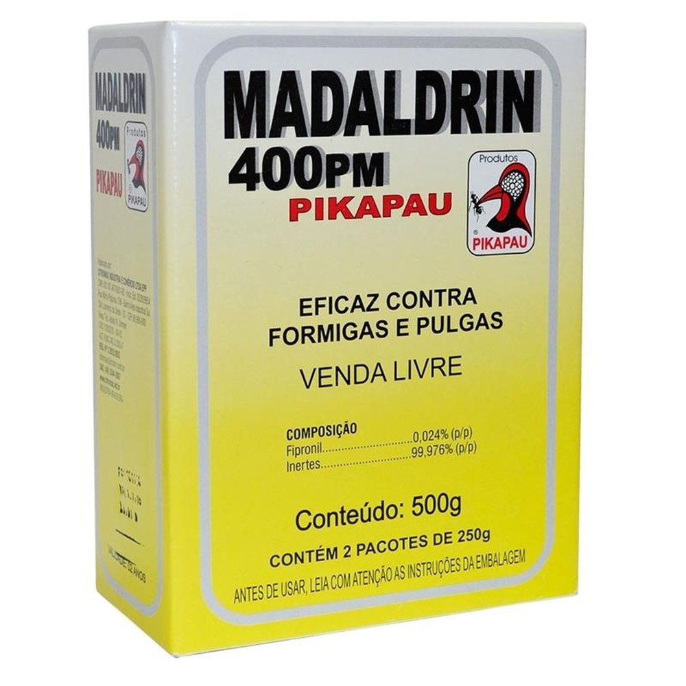 Madaldrin Pó PM400 Fipronil Pulgicida 40X500g - Pikapau