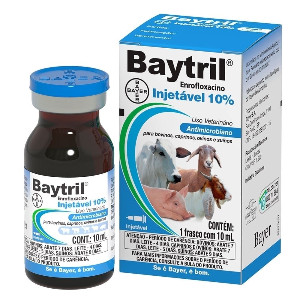 Baytril Antibiótico Bayer Elanco Enrofloxacina 10% Injetável 10ml