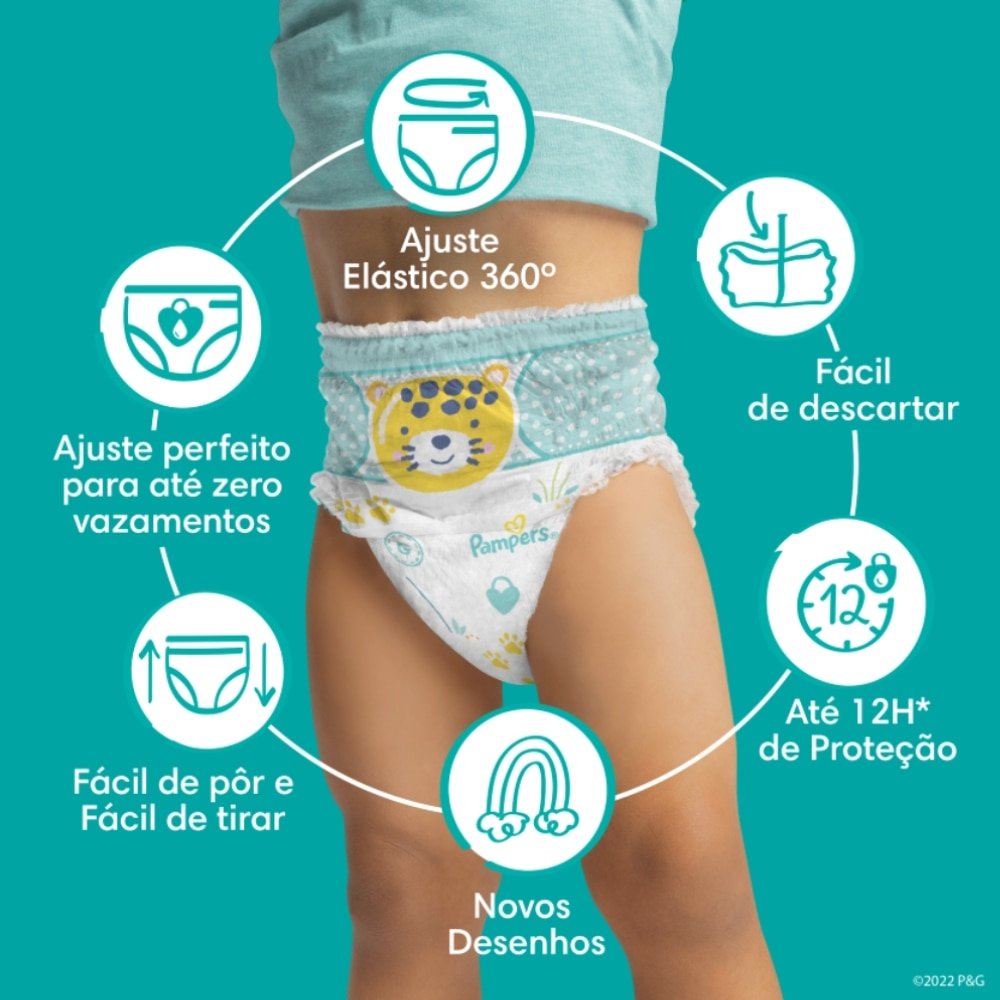 Fralda Descartável Pampers Pants Tamanho M - 8 Pacotes com 20 Fraldas - Total 160 Tiras