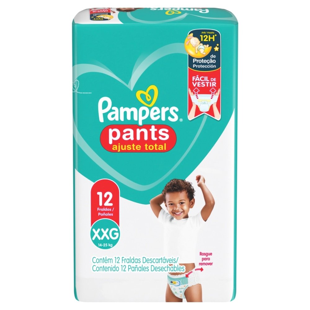 Fralda Descartável Pampers Pants Ajuste Total Tamanho XXG - 8 Pacotes com 12 Fraldas - Total 96 Tiras