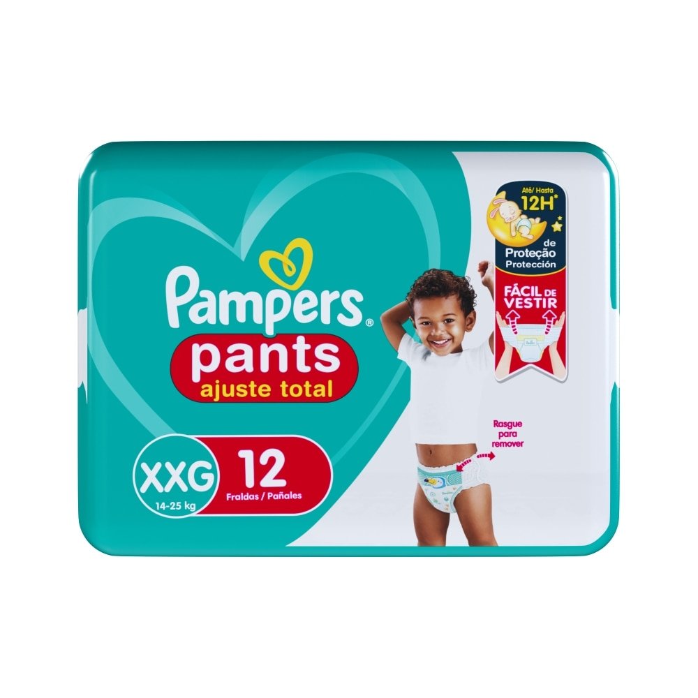 Fralda Descartável Pampers Pants Ajuste Total Tamanho XXG - 8 Pacotes com 12 Fraldas - Total 96 Tiras