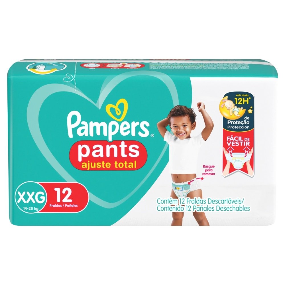 Fralda Descartável Pampers Pants Ajuste Total Tamanho XXG - 8 Pacotes com 12 Fraldas - Total 96 Tiras