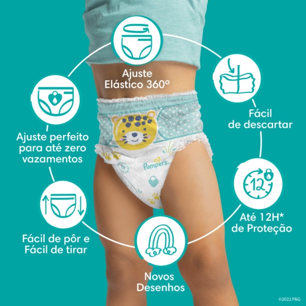 Fralda Descartável Pampers Pants Tamanho G - 3 Pacotes com 36 Fraldas - Total 108 Tiras