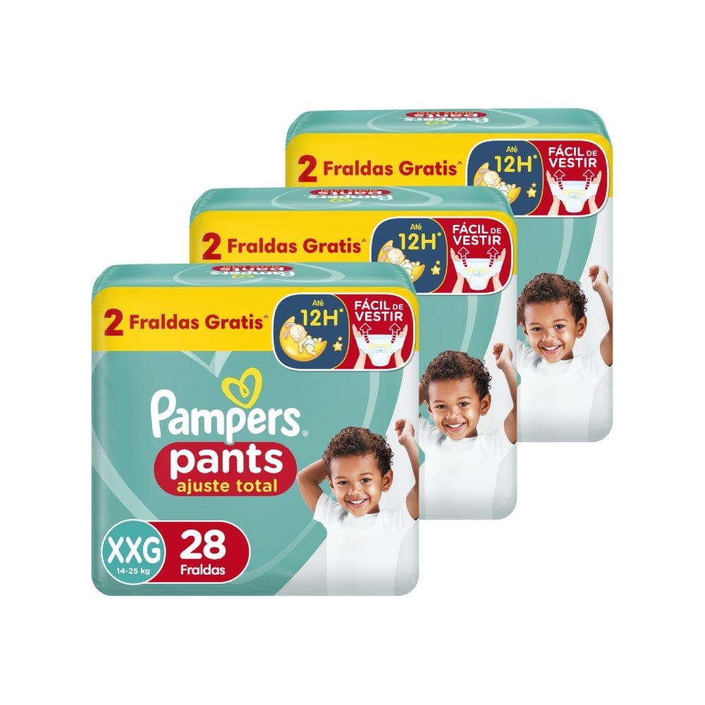 Fralda Descartável Pampers Pants Tamanho XXG - 4 Pacotes com 28 Fraldas - Total 112 Tiras