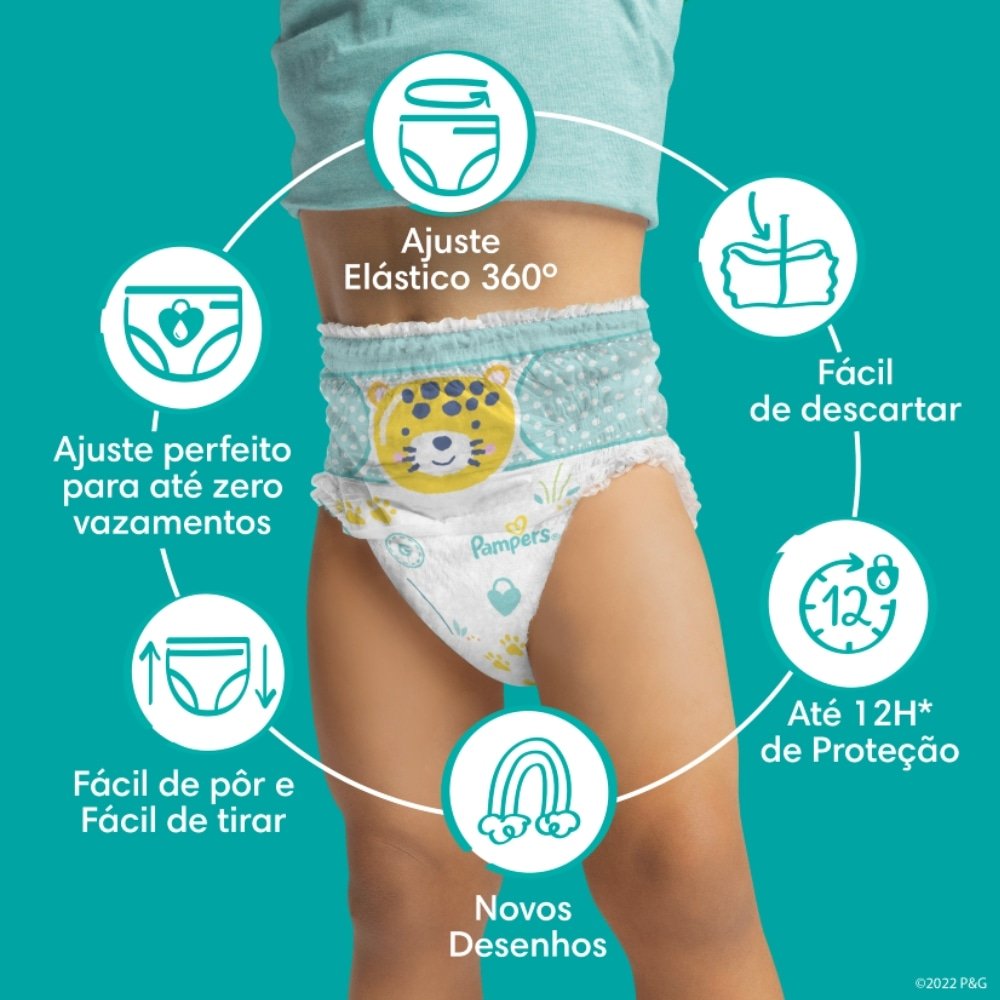 Fralda Descartável Pampers Pants Tamanho XXG - 4 Pacotes com 28 Fraldas - Total 112 Tiras