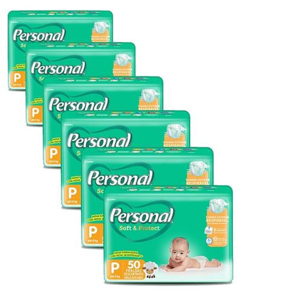 Fralda Descartável Personal Soft & Protect Tamanho P - 6 Pacotes com 50 Tiras