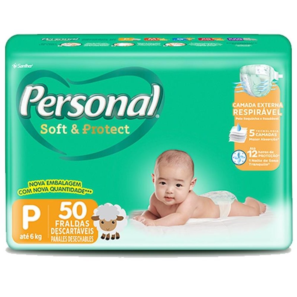 Fralda Descartável Personal Soft & Protect Tamanho P - 6 Pacotes com 50 Tiras