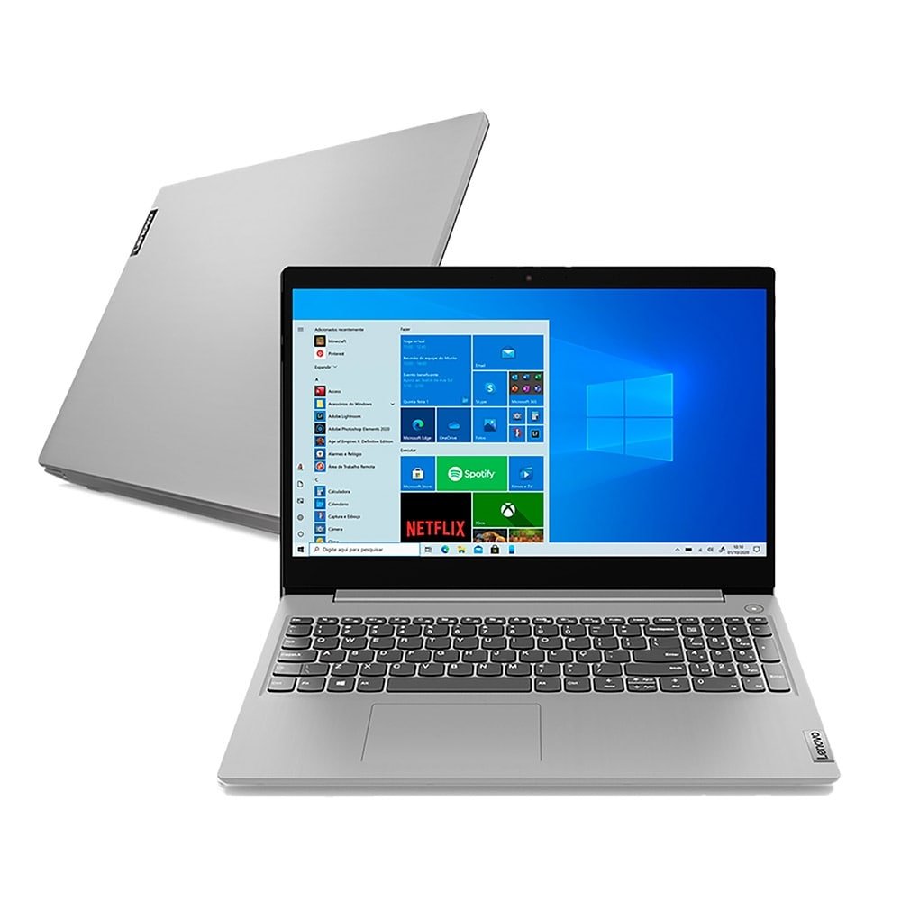 Notebook Lenovo IdeaPad 3i, Tela de 15.6", Intel Core i3, HD 1TB, 4GB RAM, Windows 10, Prata