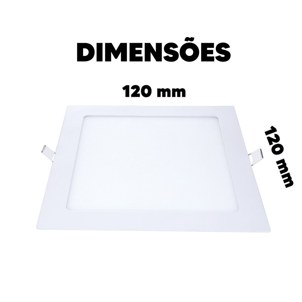 Plafon Painel Avant Led 12cm Alumínio Quadrado Embutir 6W 6,5K 360 Lúmens
