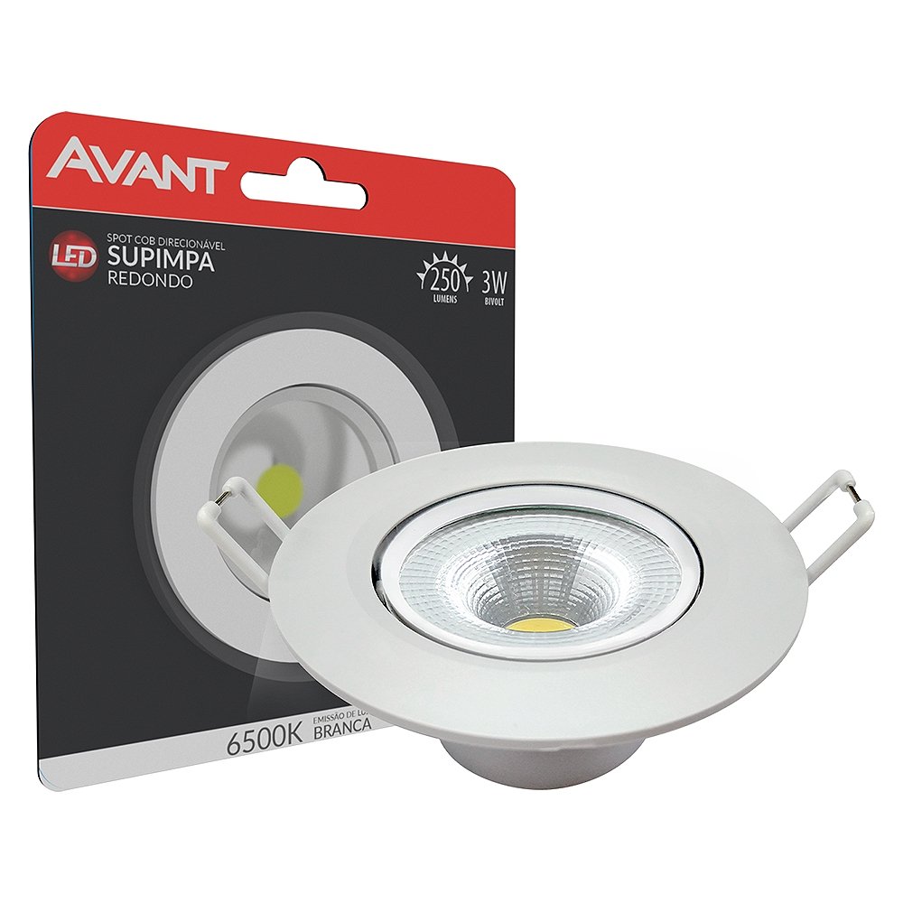 Spot Avant Led Authentic Redondo Embutir 3W 6,5K 250 Lúmens