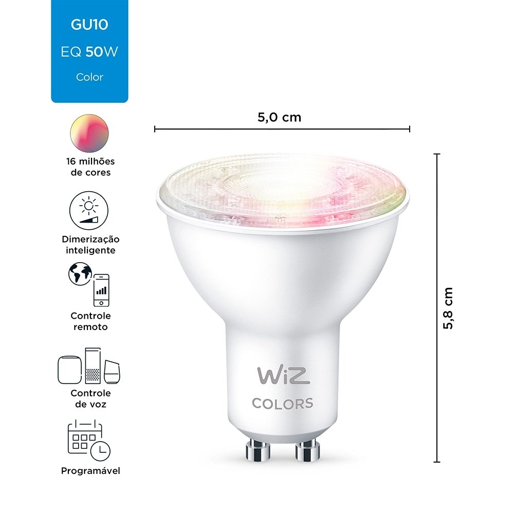 Lâmpada Inteligente Philips Wiz Smart G10, Wi-Fi, 4.8W, 400 Lumens, 110V