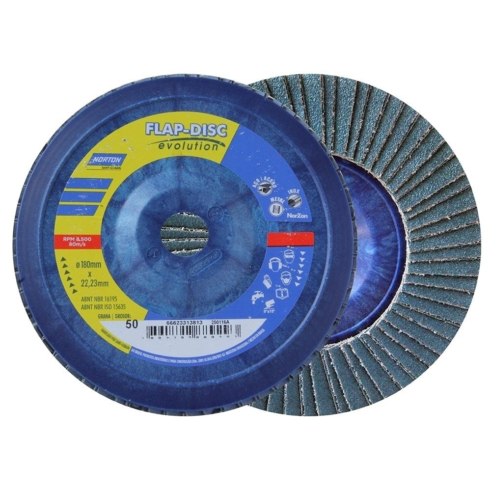 Disco Flap Norton 7P R822 G50 Embalagem com 5 Unidades
