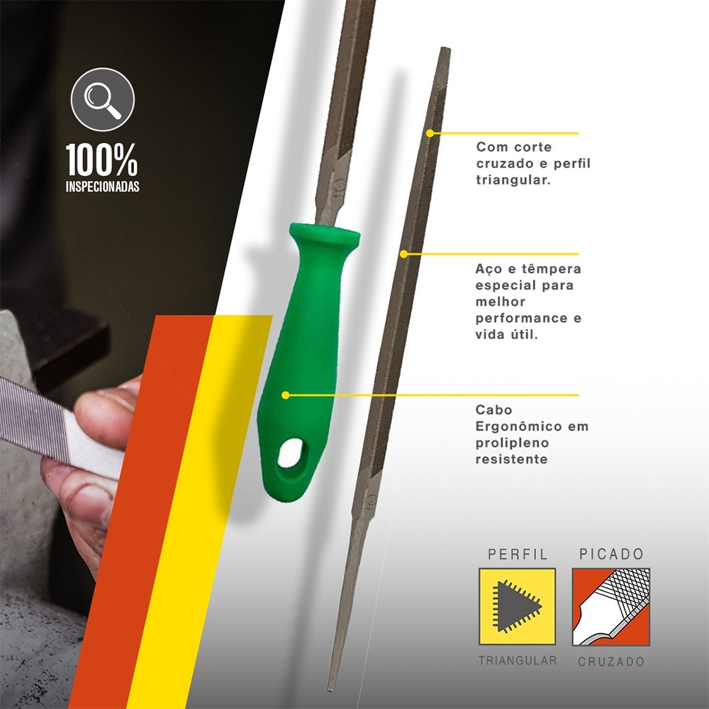Lima Serrote K&F Triangular 4P - Embalagem com 12 Unidades