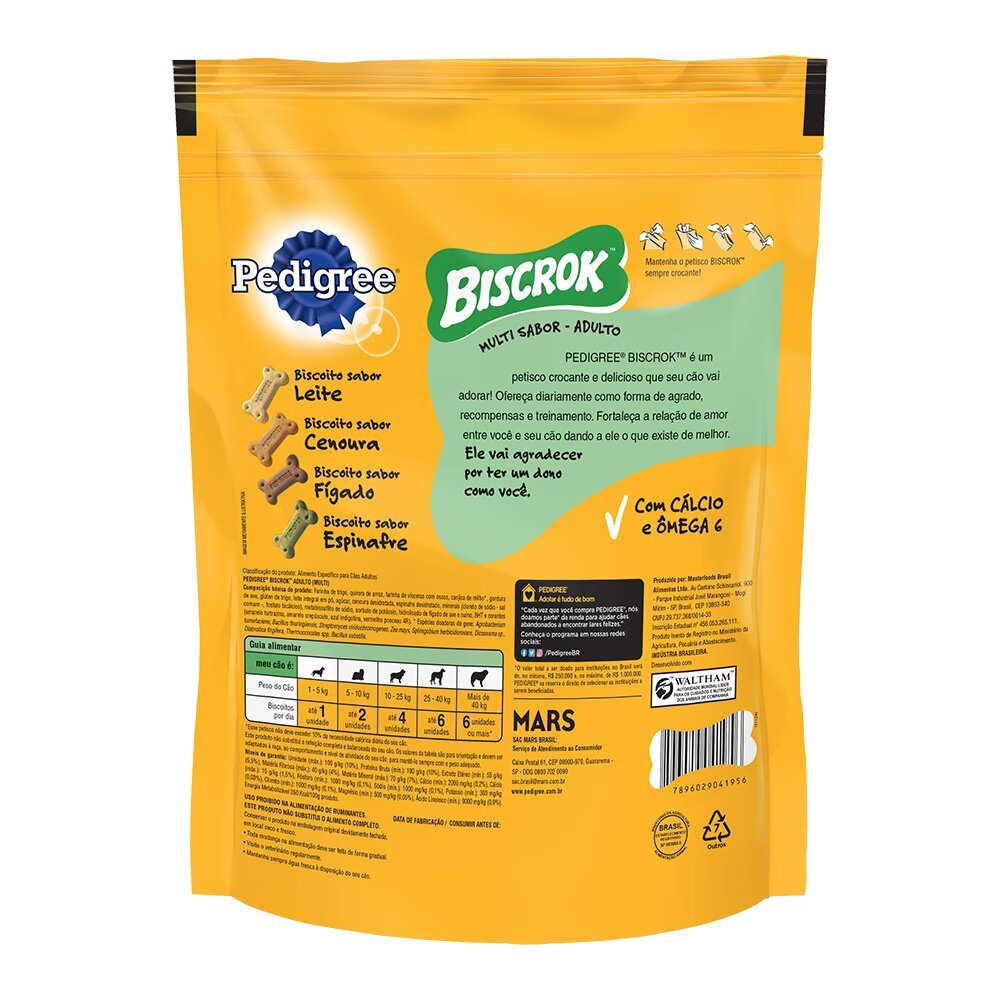 Biscoito Pedigree Biscrok Multi para Cães Adulto 1kg - Embalagem com 10 unidades