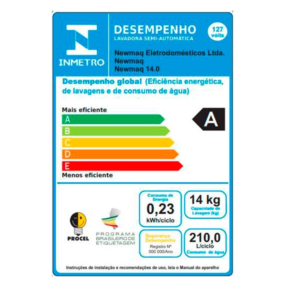 Tanquinho/Máquina de Lavar Roupas Semi-automática 14Kg Newmaq Preta, 110V