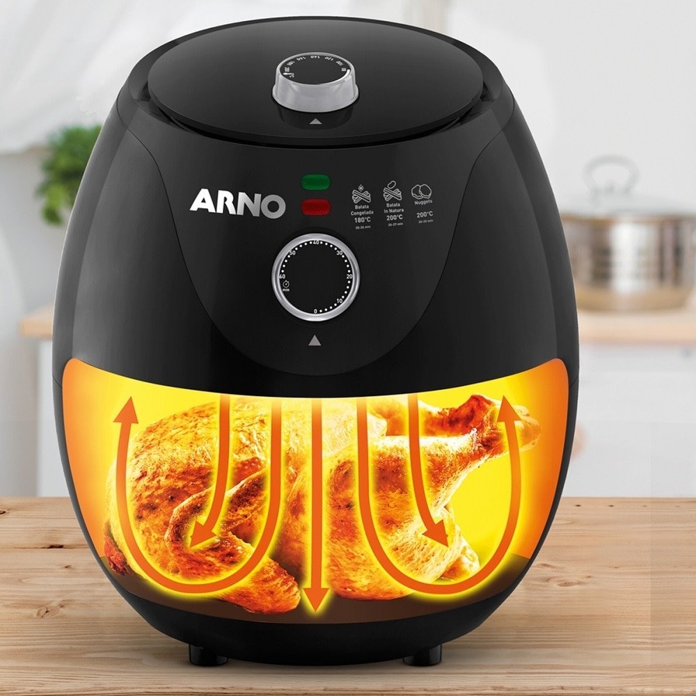 Fritadeira Air Fryer Arno EZFP EasyFry - 1100W, 3,2 Litros, Preta 220V