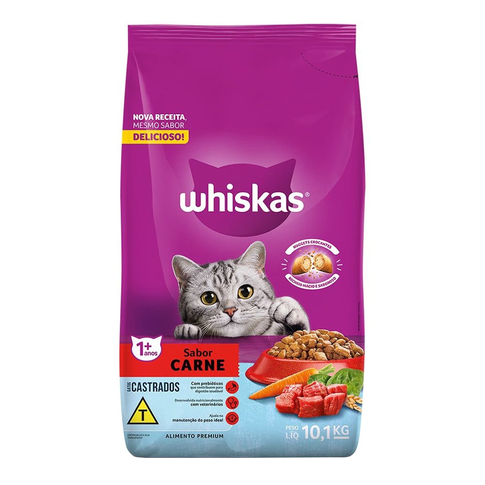 Ração para Gatos Castrados Whiskas Carne 10,1Kg