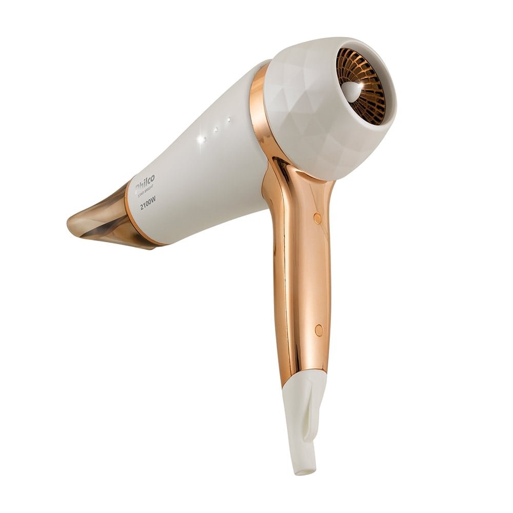 Secador Philco Star Bright PSC10, 2100W, 2 Velocidades, 3 Temperaturas, Branco/Dourado, 110V