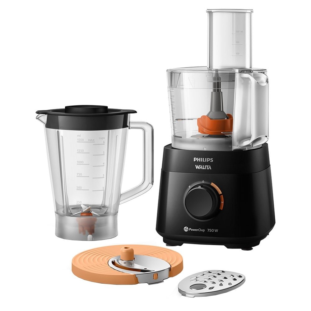 Multiprocessador Philips Walita RI7301 PowerChop 750, Função Color Code, 4 Acessórios, 2 Velocidades, 750W, Preto, 220V