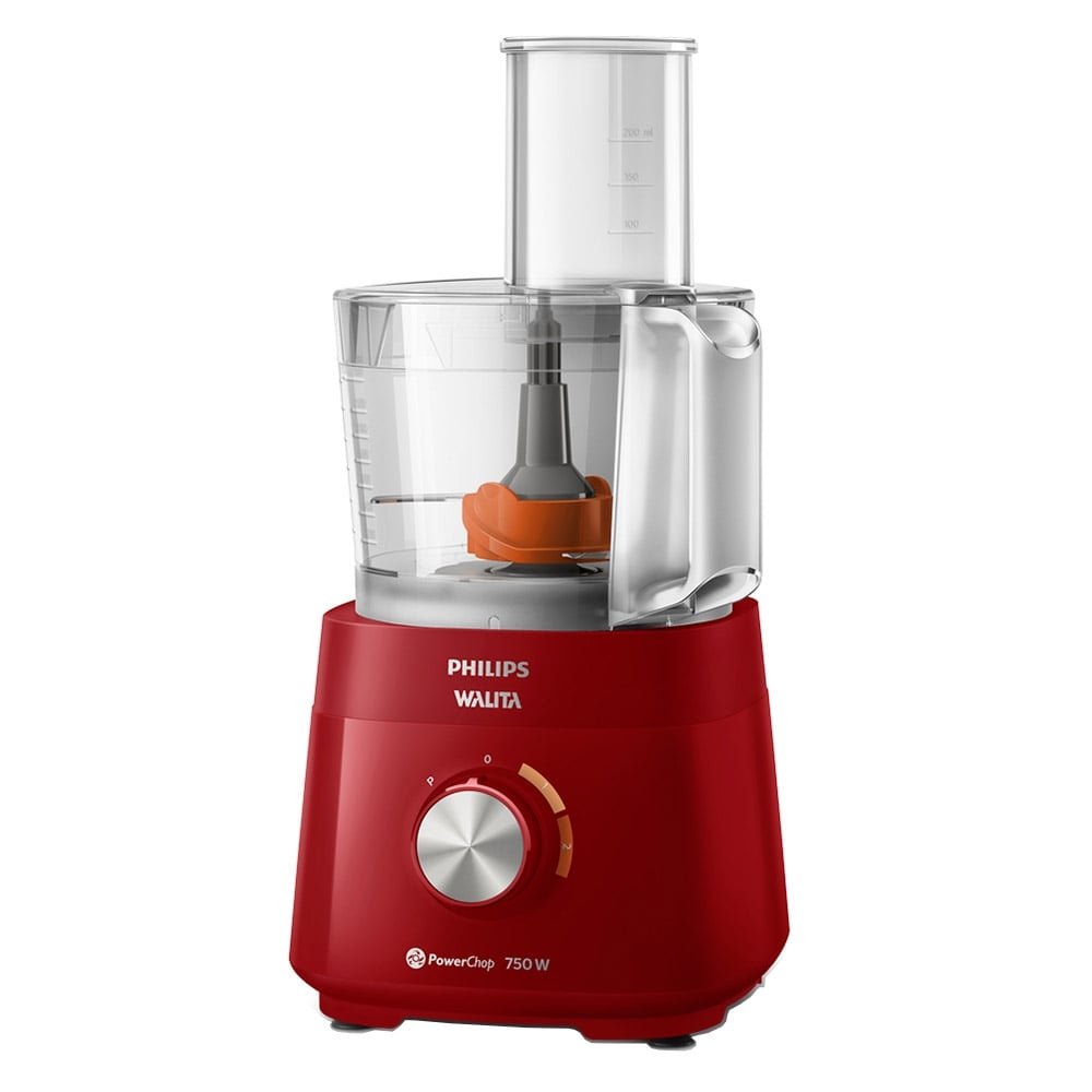 Multiprocessador Philips Walita RI7302 PowerChop 750 Plus - 6 acessórios, 2 Velocidades + Pulsar, 750W, Vermelho, 110V