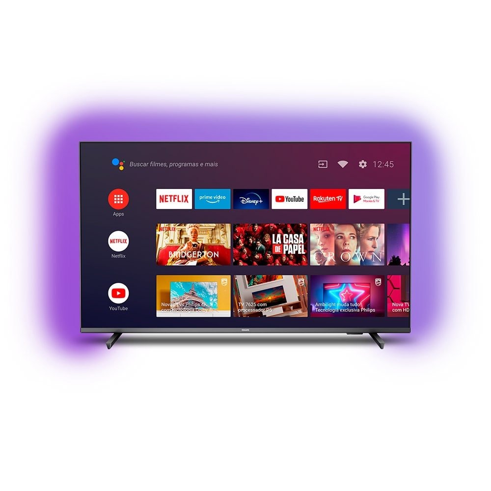Smart TV LED 65" Philips 65PUG7906/78 4K UHD Android com Wi-Fi, 2 USB, 4 HDMI, Ambilight, Dolby Vision, Atmos, 60Hz